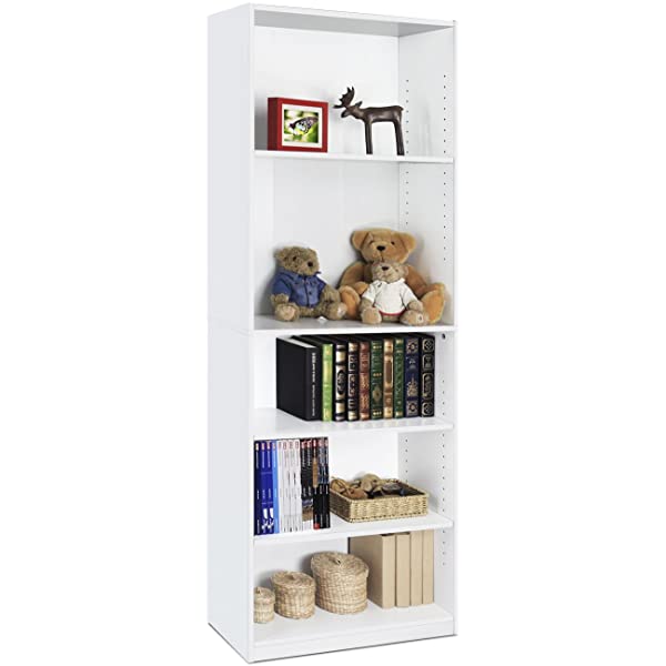 FURINNO JAYA Simple Home 3-Tier Adjustable Shelf Bookcase, White White 3-Tier Bookcase