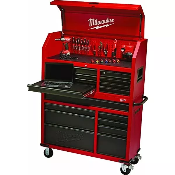 Heavy-duty, Drawer 16 Tool Chest 46 In. and Rolling Cabinet Set, Red and Black