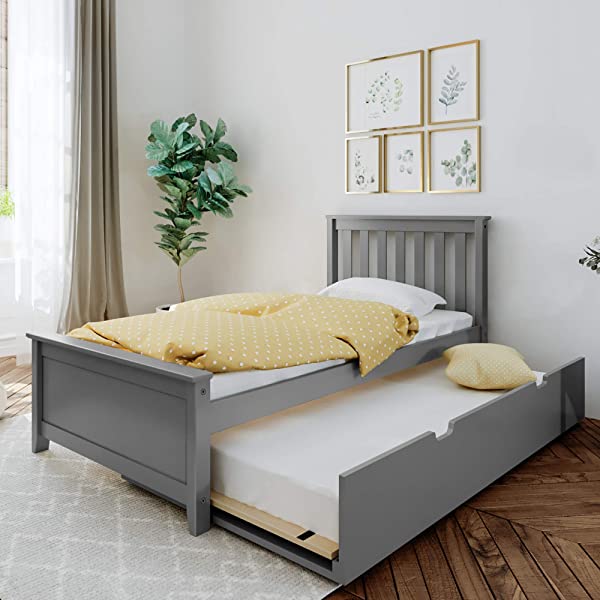 Max & Lily Twin Bed with Trundle, White White Bed with Trundle