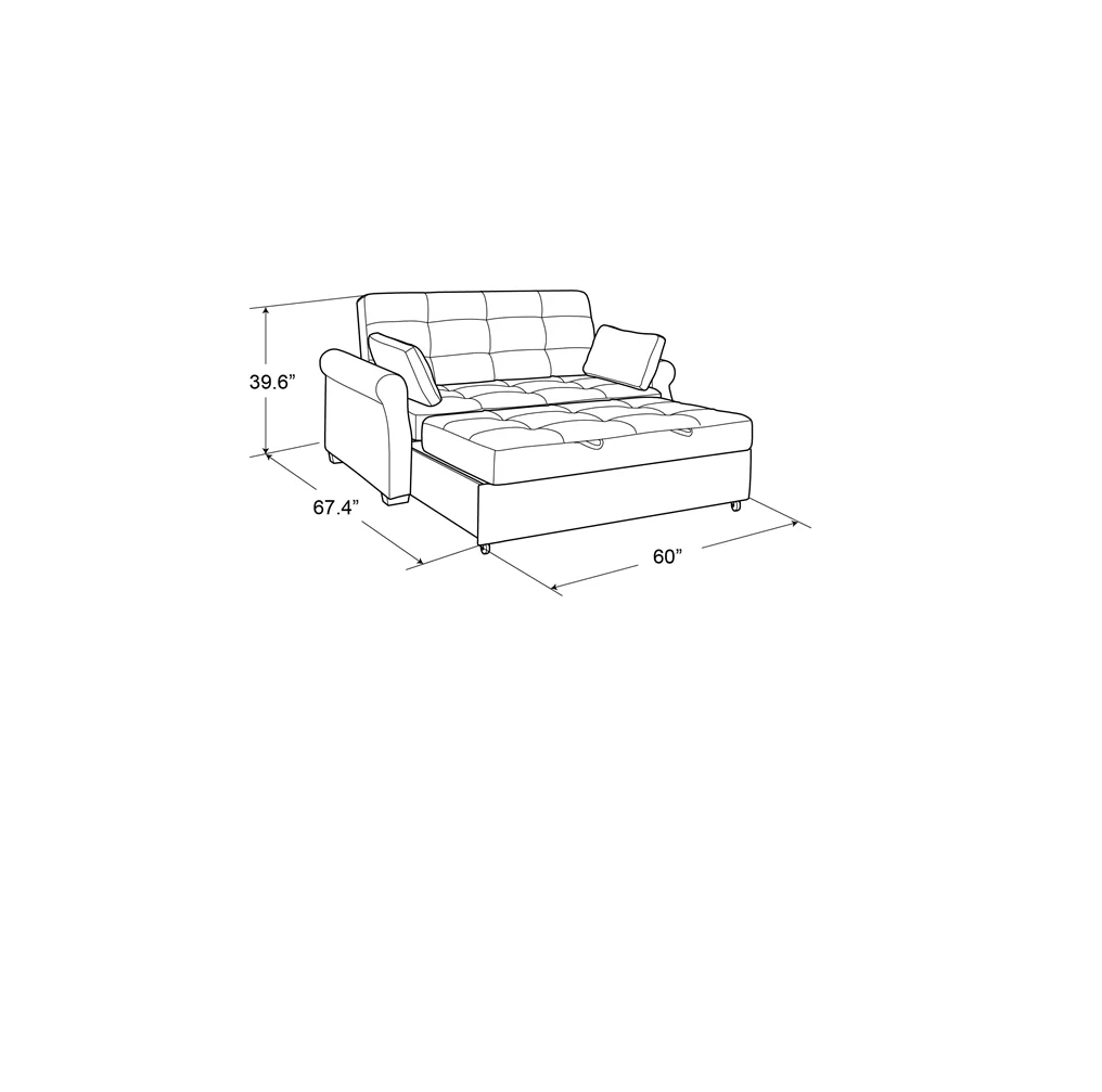Serta Sabrina 72.6'' Queen Rolled Arm Tufted Back Convertible Sleeper Sofa with Cushions