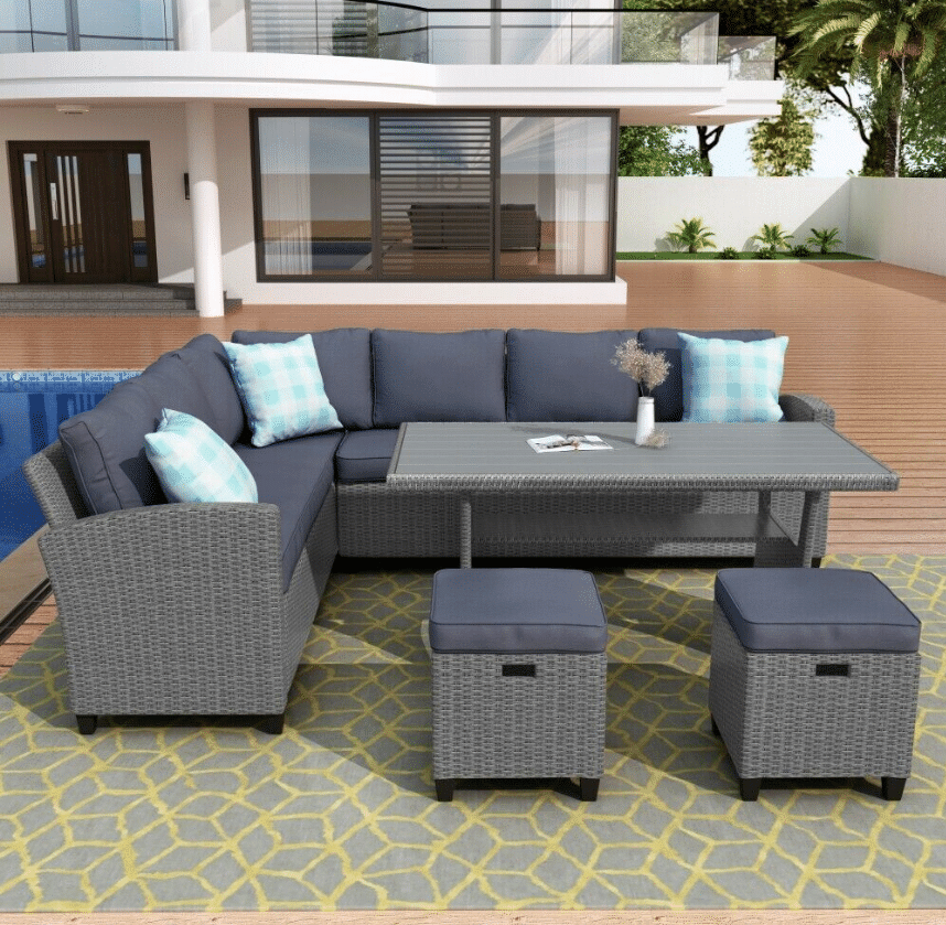 5 Piece Terrace Furniture Set Outdoor Conversation Dining Table and Chairs
