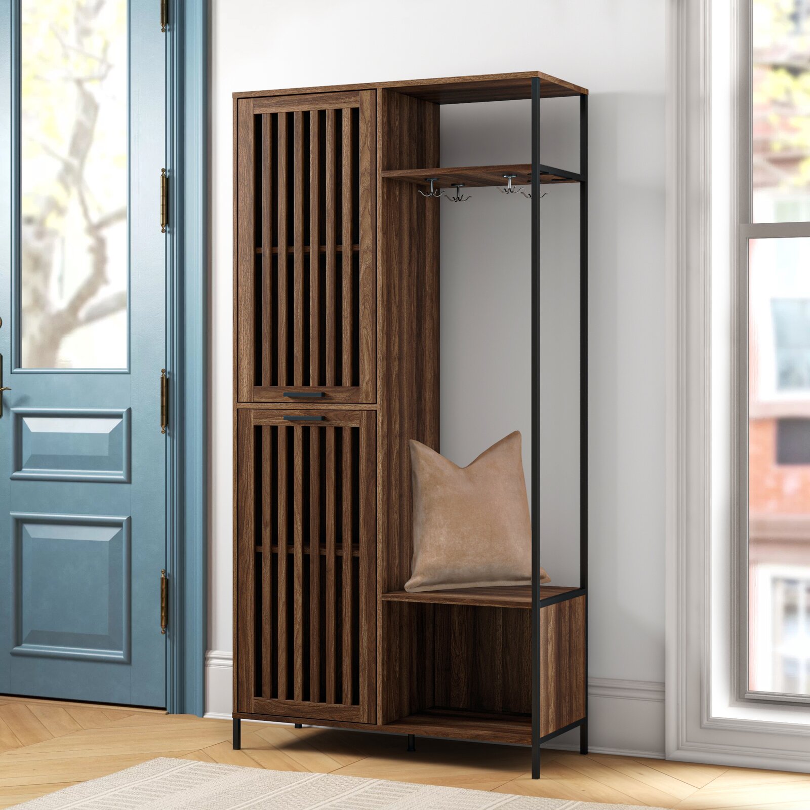 【Furniture】Mcquillen 36'' Wide Hall Tree with Shoe Storage