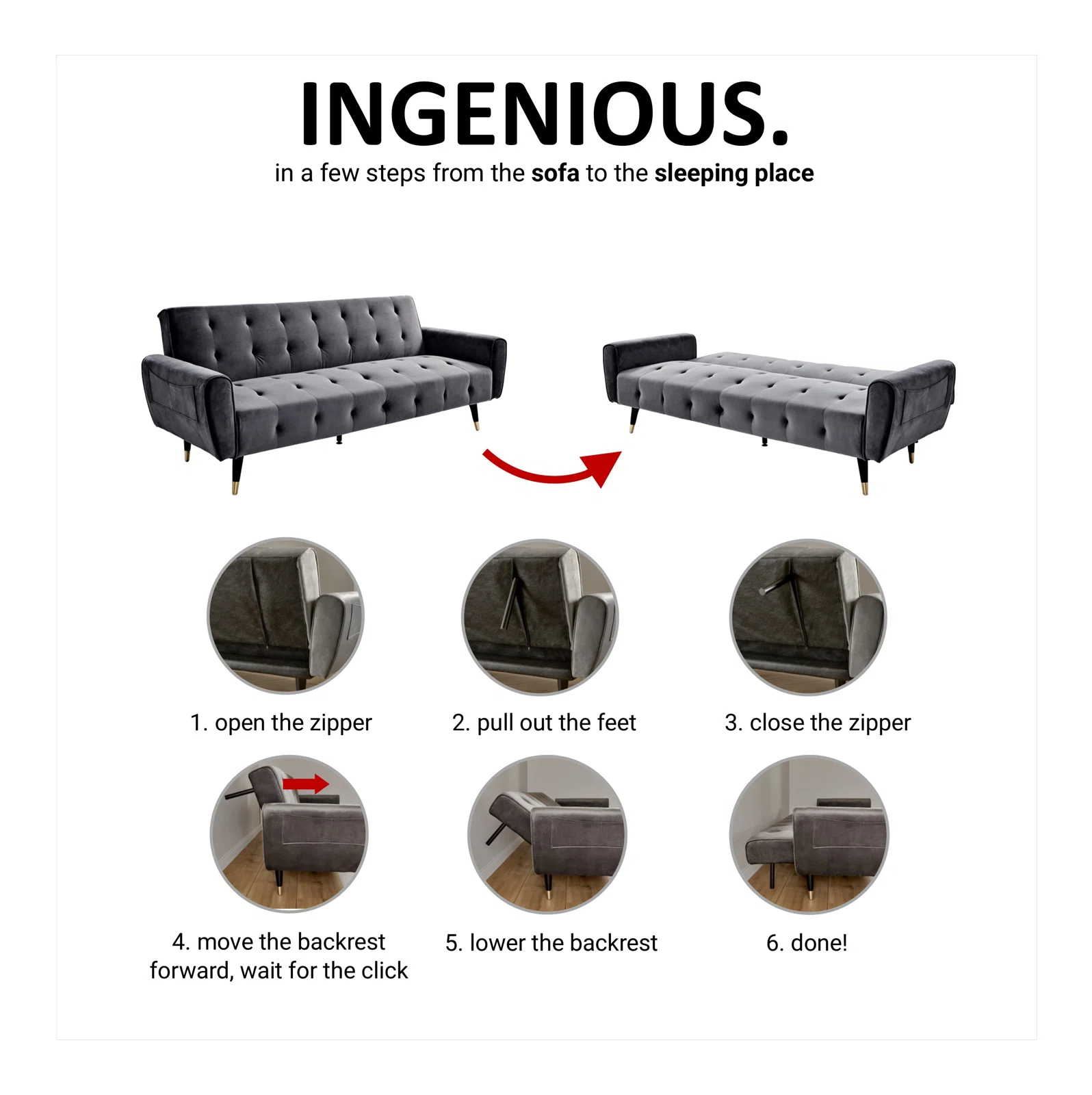 【Furniture】83.86'' Upholstered