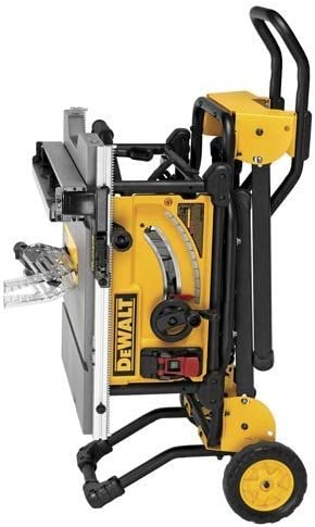 DEWALT 10 Inch Table Saw, 32-1/2 Inch Rip Capacity, 15 Amp Motor, With Rolling/Collapsible Stand (DWE7491RS)