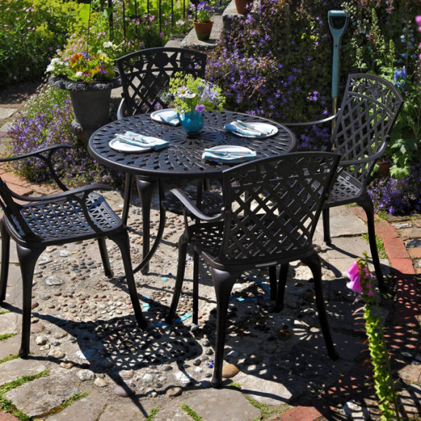 ANTIQUE BRONZE (2 SEATER SET) 90 cm round cast aluminium garden furniture set