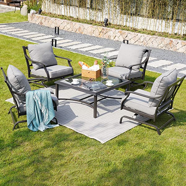 Grand Patio Patio Furniture Coffee Table Outdoor Side Table Glass Black