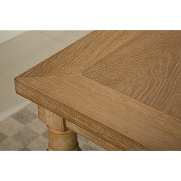 Roundhill Furniture Collection Habitanian Solid Wood Dining Table with 6 Button Tufted Chairs, Gray, Grey