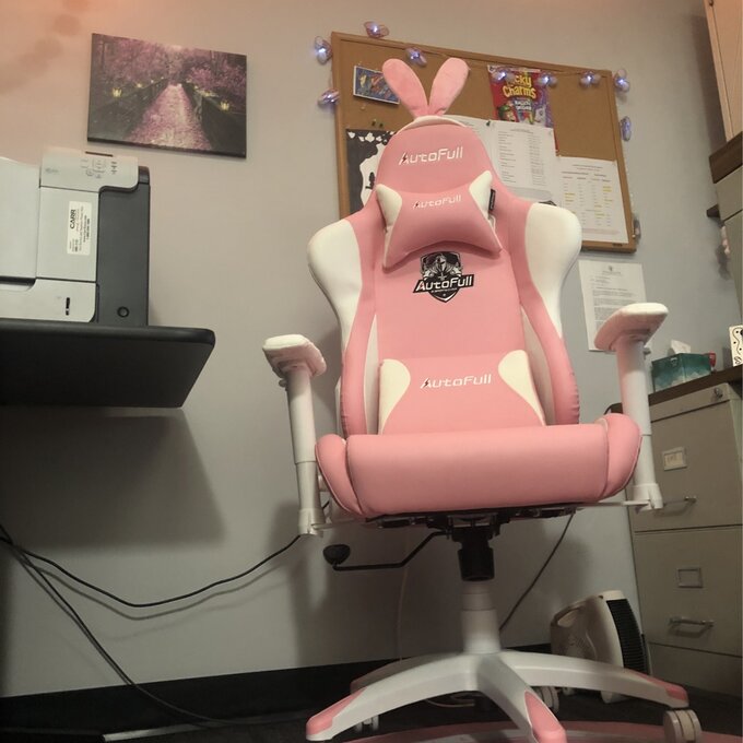 【Furniture】Racing Game Chair Autofull Adjustable Reclining Ergonomic Swivel PC in Pink