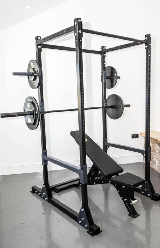 Power rack set w/bar and weights