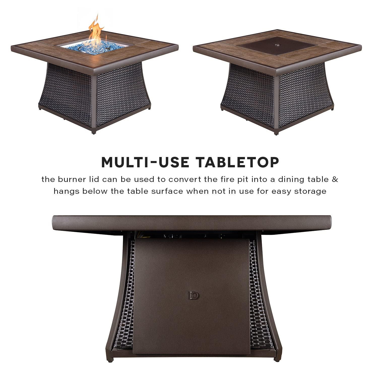 【Furniture】Kinger Home Propane Brazier Table 5-Piece Set, Suitable for Outdoor Patios
