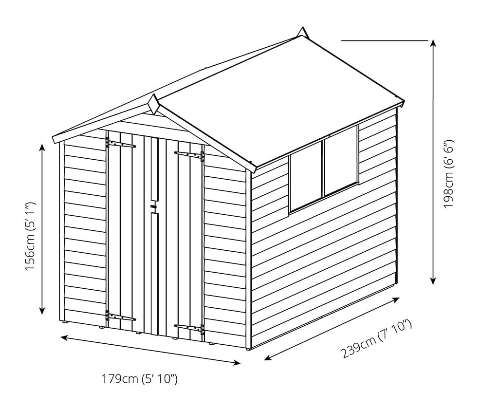 Mercia Wooden 8 x 6ft Overlap Garden Shed