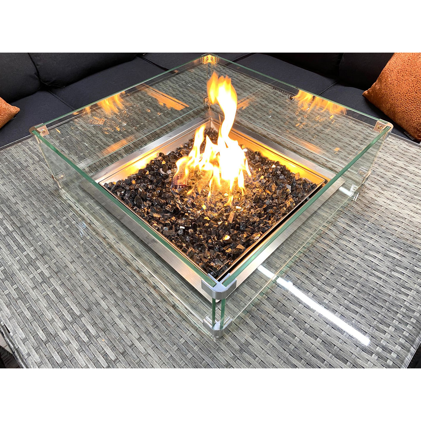 Chimes - Stone Grey Milan Compact Corner Dining Set with Firepit Table