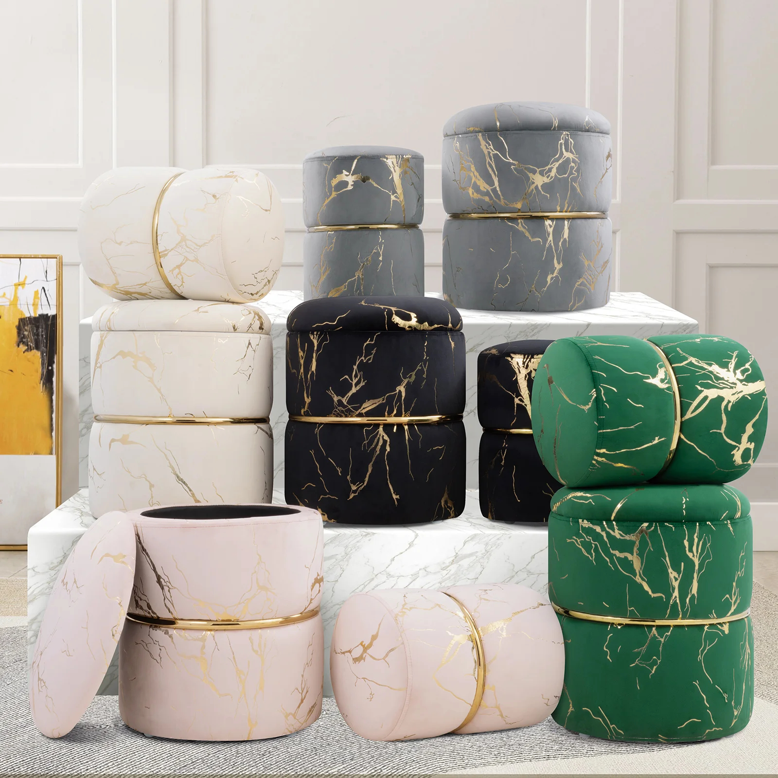 【Furniture】Lilly-Eve Upholstered Storage Ottoman