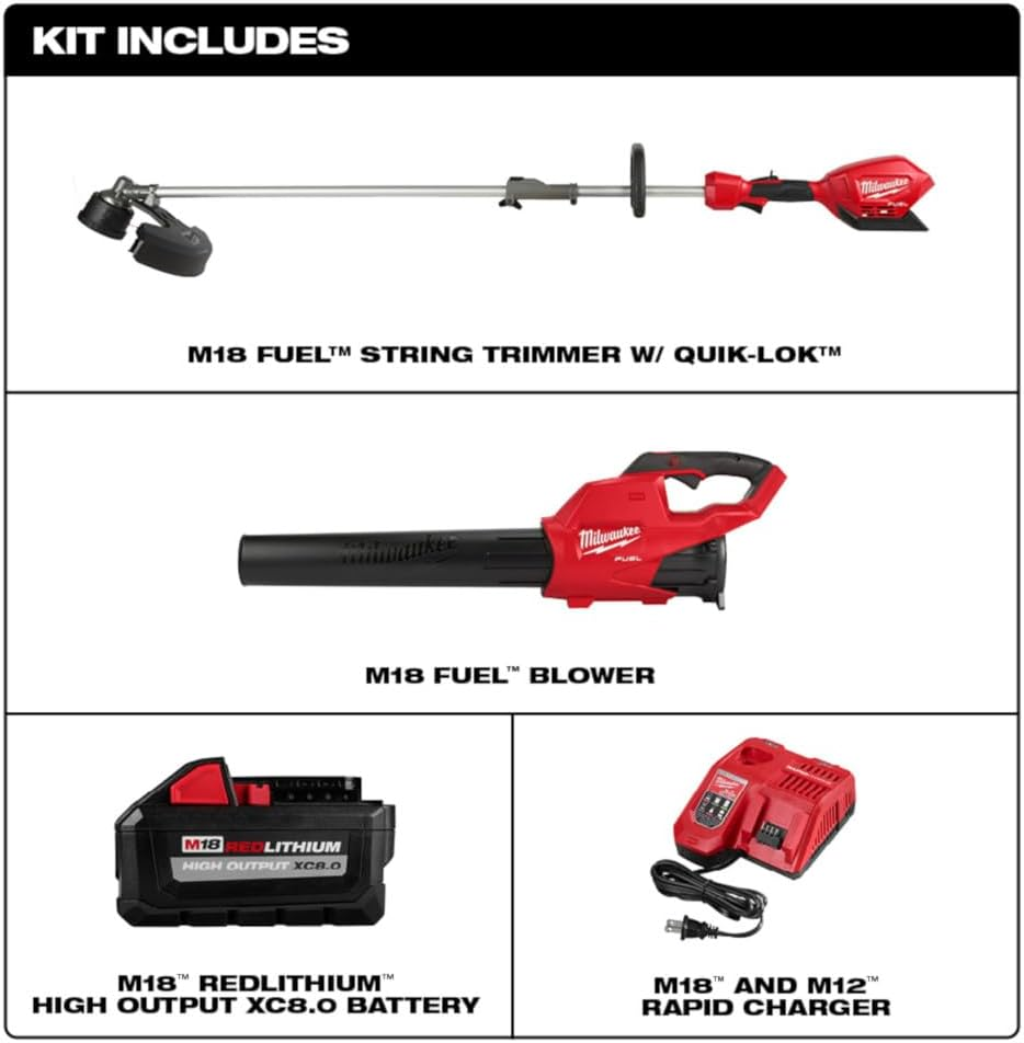 Milwaukee M18 FUEL Quik-Lok 3000-21 16 in. 18 V Battery Trimmer and Blower Combo Kit