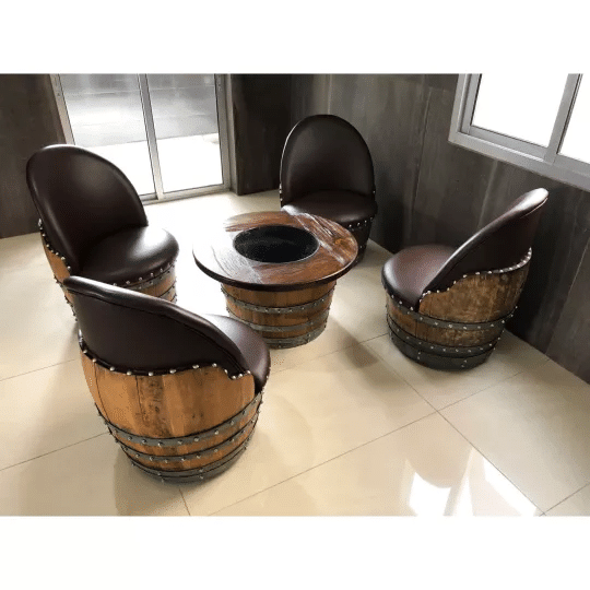 4-Chair Half-Barrel Lounge Set