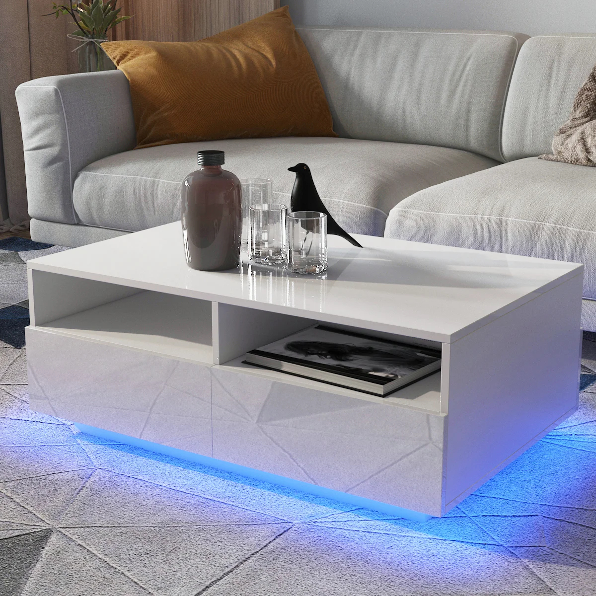 【Furniture】Gastelum Block Coffee Table with Storage