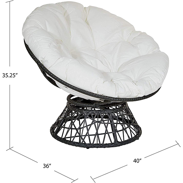 OSP Home Furnishings Wicker Papasan Chair with 360-Degree Swivel