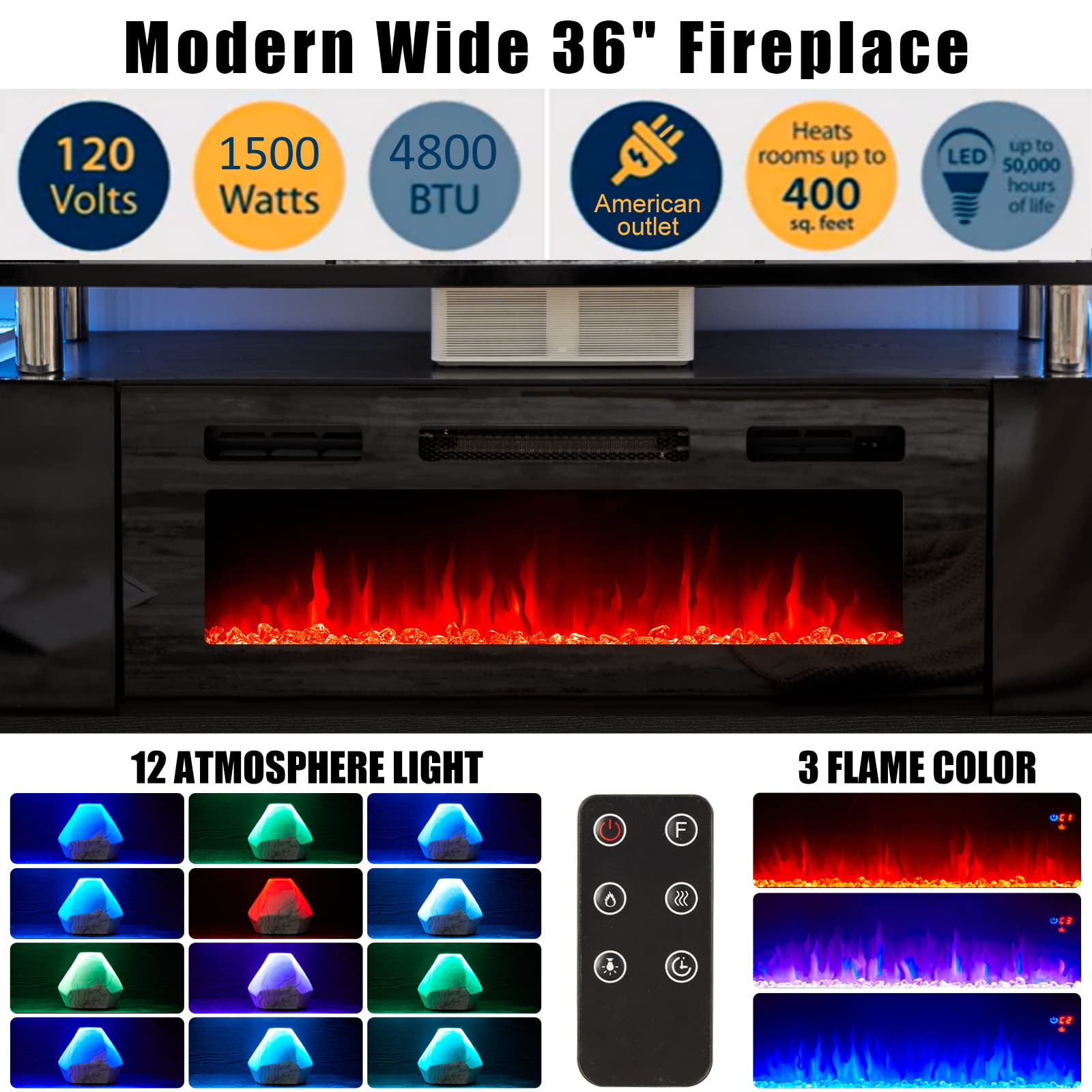 【Furniture】Fireplace TV Stand with 36