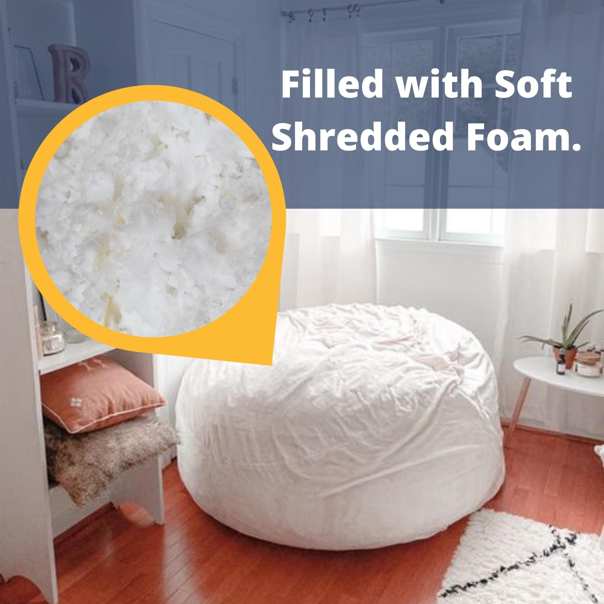 【Furniture】6000 Bean Bag Chair w/Footstool: Giant Foam-Filled Furniture - Machine Washable Covers