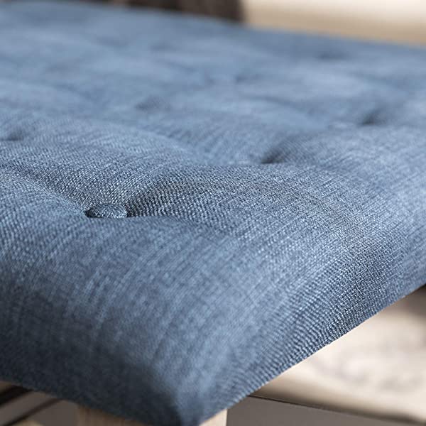 Walker Edison Cambridge Modern Farmhouse Metal X Tufted Ottoman, 30 Inch, Grey Grey Upholstered Ottoman