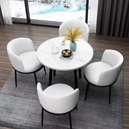 4-person round dining table set (table + 4 chairs)