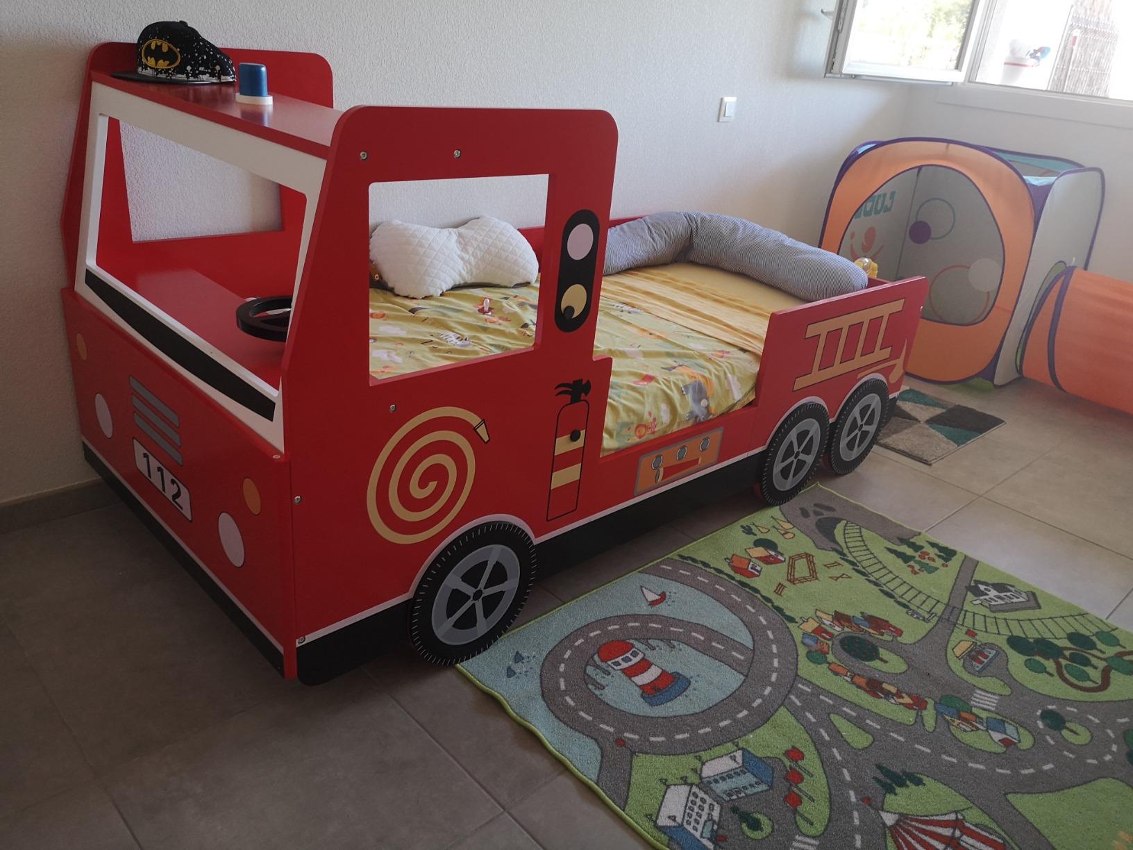 【Furniture】Children's Bed Frame Red Fire Truck Imitation Kids Bed Car Vehicle Bedroom Furniture Toddler's Bed