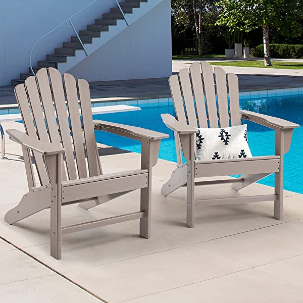 Ehomeline Classic Outdoor Adirondack Chairs with Connecting Plate Set of 3 for Garden Porch Patio Deck Backyard, Weather Resistant Accent Furniture, Blue