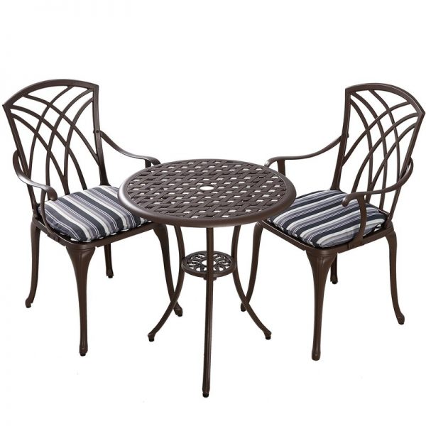 Cockerham Round 2 – Person 24” Long Bistro Set with Cushions (Set of 3)