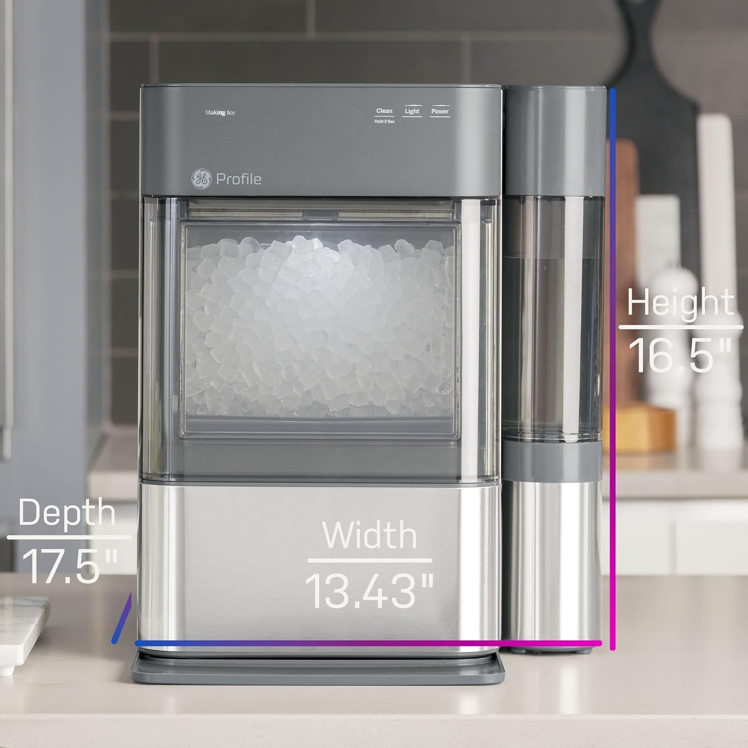 GE Profile Opal 2.0 | Countertop Nugget Ice Maker with Side Tank | Ice Machine with WiFi Connectivity | Smart Home Kitchen Essentials | Stainless Steel