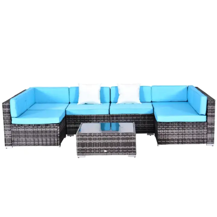 【Furniture】7 Piece Rattan Sofa Set Outdoor Furniture Patio Set