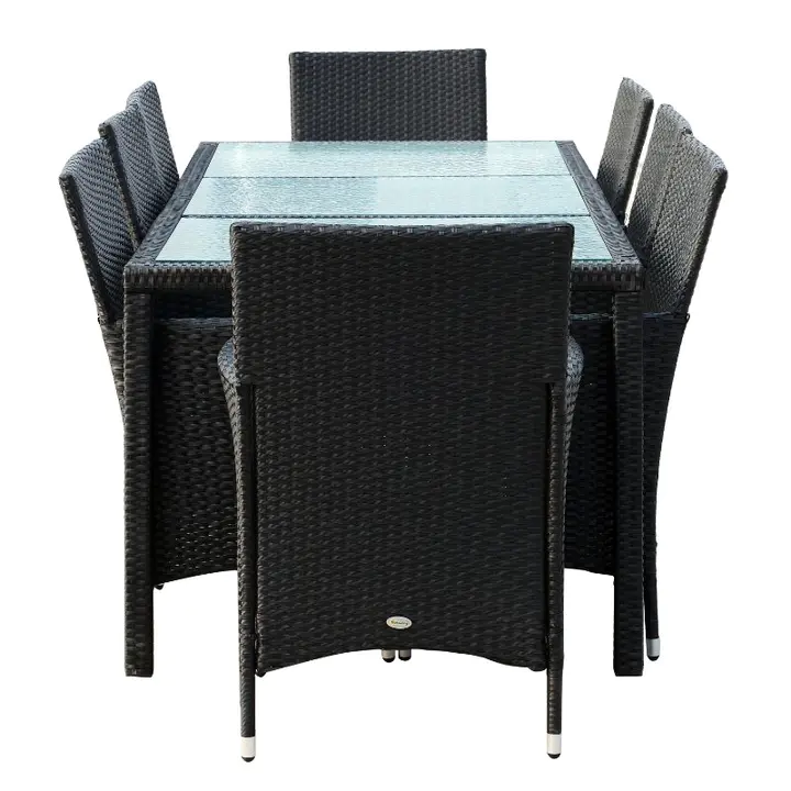 【Furniture】Outsunny 7pcs Outdoor Rattan Dining Set Wicker Furniture
