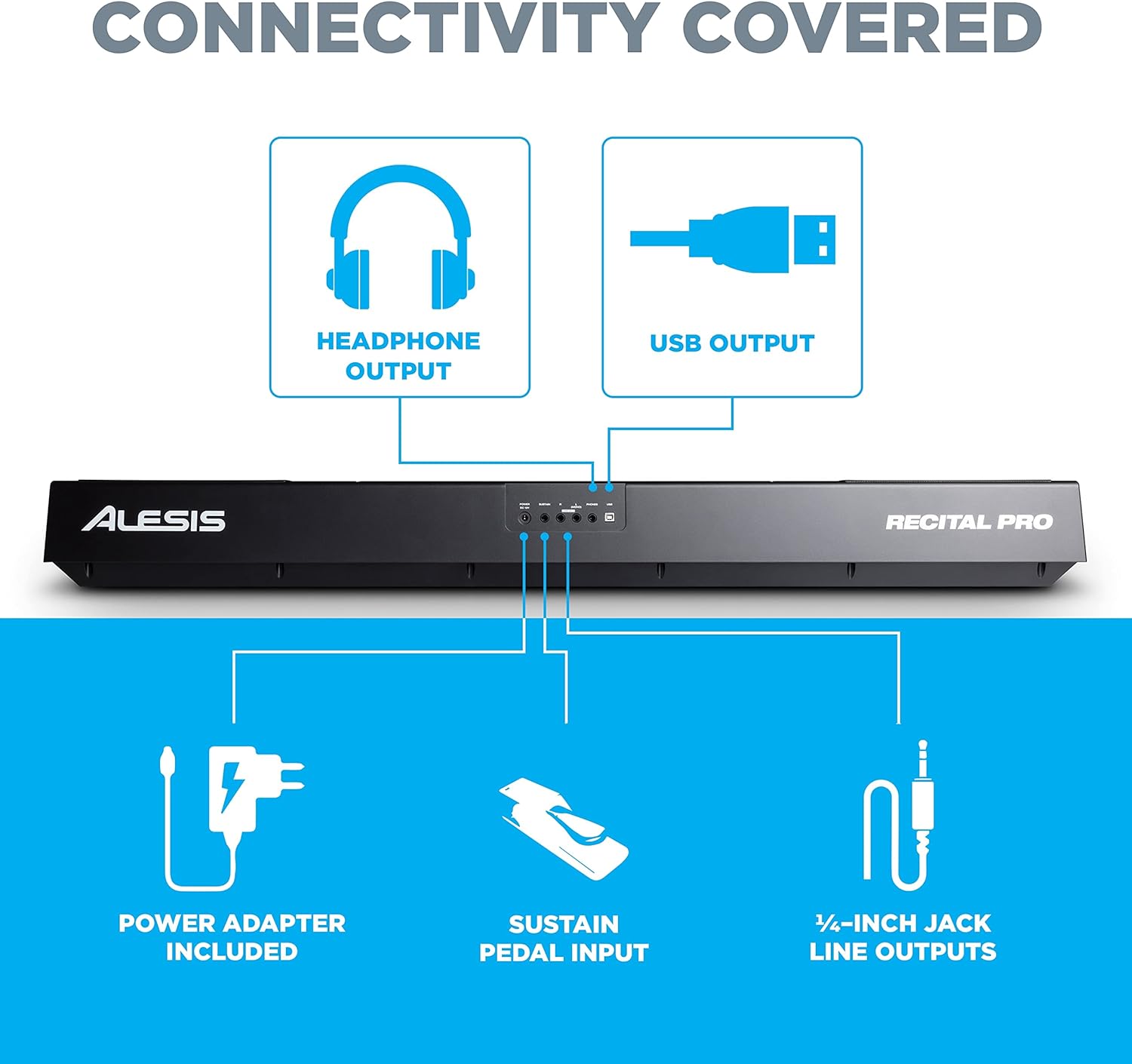 Alesis Recital Pro - Digital Piano Keyboard with 88 Weighted Hammer Action Keys, 12 Premium Voices and Built-In Speakers