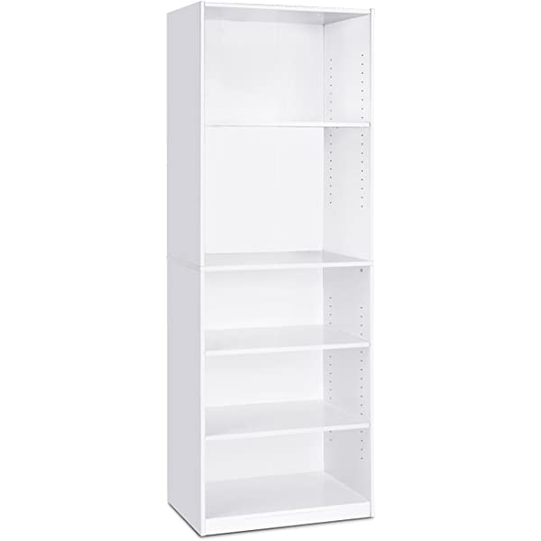 FURINNO JAYA Simple Home 3-Tier Adjustable Shelf Bookcase, White White 3-Tier Bookcase