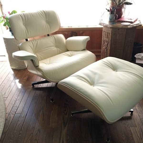 33” WIDE TUFTED GENUINE LEATHER FULL GRAIN LEATHER SWIVEL LOUNGE CHAIR AND OTTOMAN