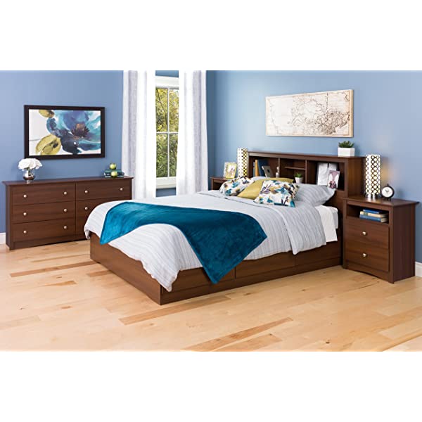 Prepac Fremont 2 Drawer Nightstand with Open Shelf, Espresso, Tall Espresso Fremont Nightstand