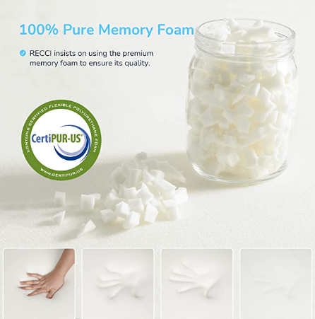 RECCI 2 inch mattress cover queen size, pressure memory foam mattress cover to relieve back pain, foam mattress cover with removable and washable cover