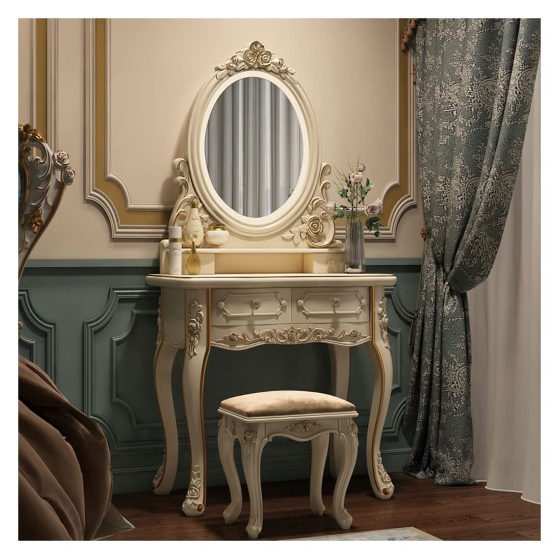 【Furniture】Vanity for Bedroom Dresser Set with Mirror Bedroom Makeup Table Multifunctional Fashion Dresser