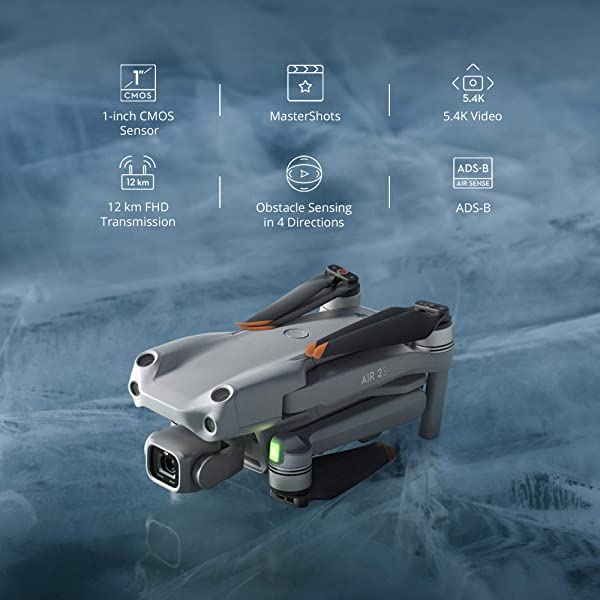 DJI Air 2S Fly More Combo with Smart Controller - Drone with 4K Camera, 5.4K Video, 1-Inch CMOS Sensor, 4 Directions of Obstacle Sensing, 31-Min Flight Time, Max 7.5-Mile Video Transmission, Gray DJI Air 2S Fly More Combo + Smart Controller