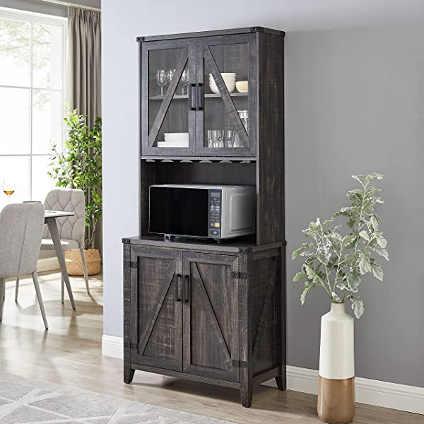 Mahogany Bar Cabinet with Upper Glass Cabinet