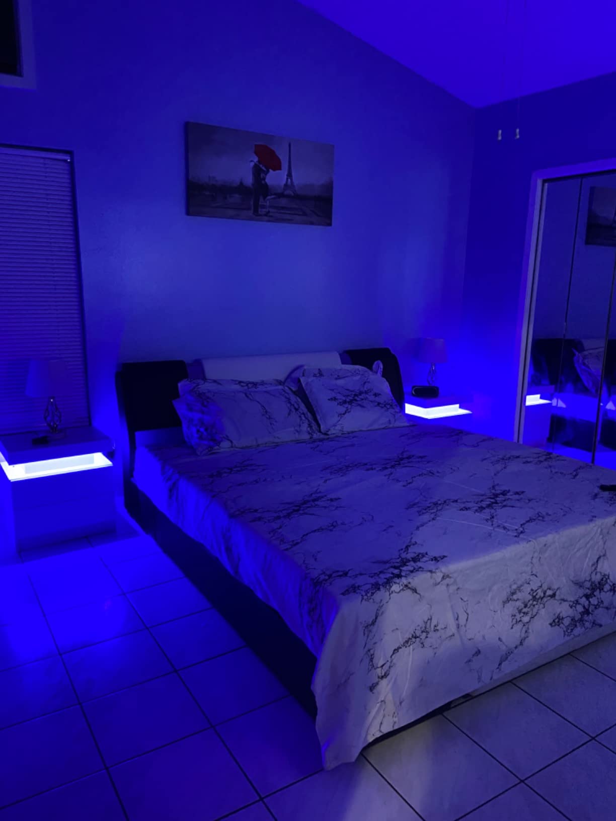 【Furniture】Nightstand Set of 2 LED Nightstand with 2 Drawers, Bedside Table with Drawers for Bedroom Furniture