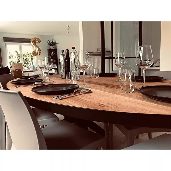 【Furniture】Oval Dining Table and Metal Belt (240×120)