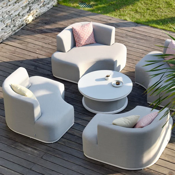 【Home&Garden】Maze Lounge Outdoor Fabric Snug Lifestle Suite with Rising Table in Flanelle