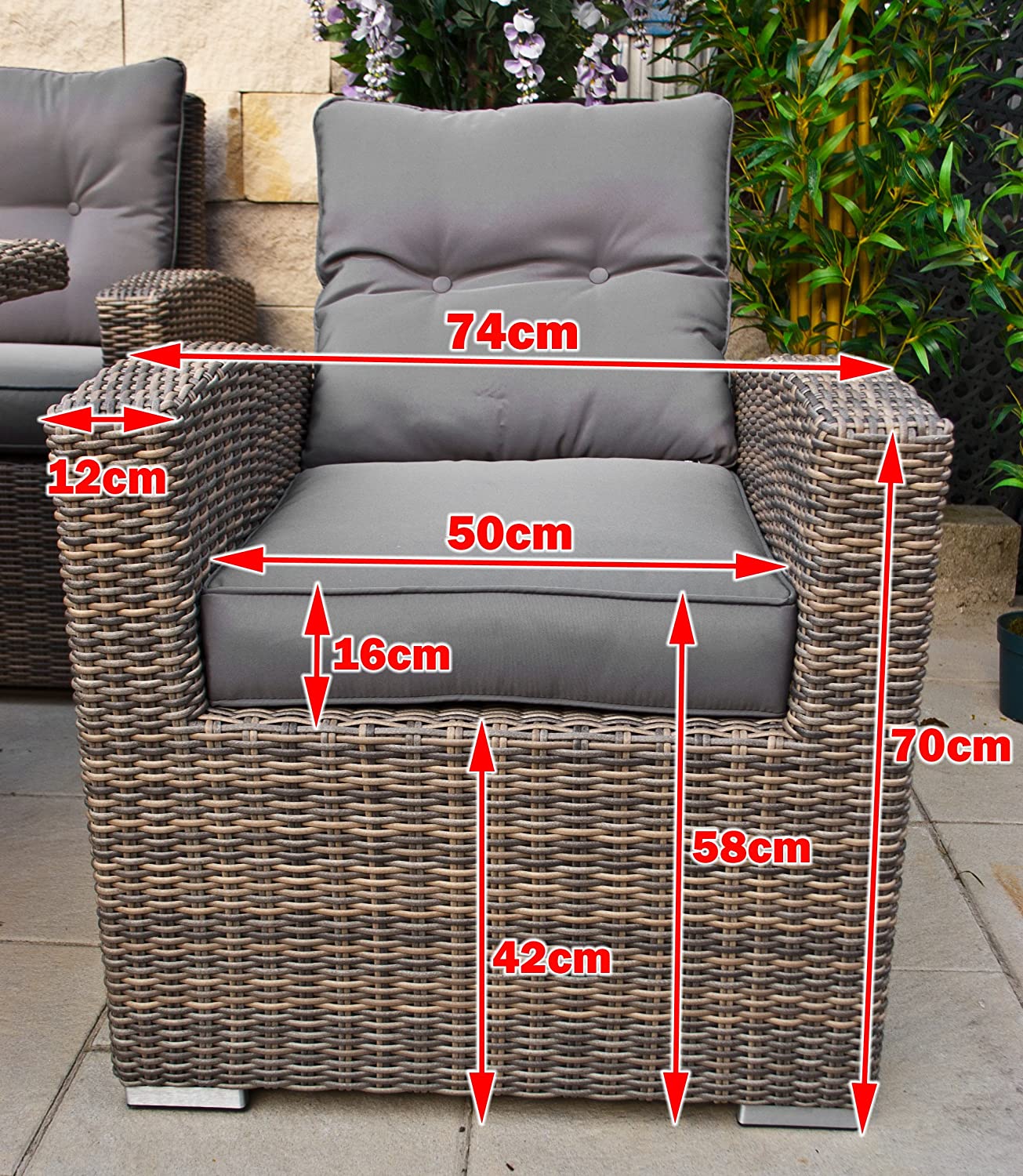 PolyRattan High Dinning Lounge – German Brand – Own Production – Garden Furniture Dining Set Stool Armchair Adjustable Back Rest Natural Colours Round Rattan