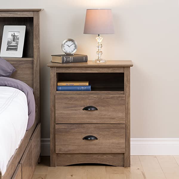 Prepac Fremont 2 Drawer Nightstand with Open Shelf, Espresso, Tall Espresso Fremont Nightstand