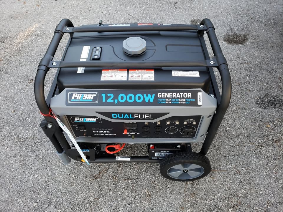 Pulsar G12KBN-SG Heavy Duty Portable Dual Fuel Generator - 9500 Rated Watts & 12000 Peak Watts