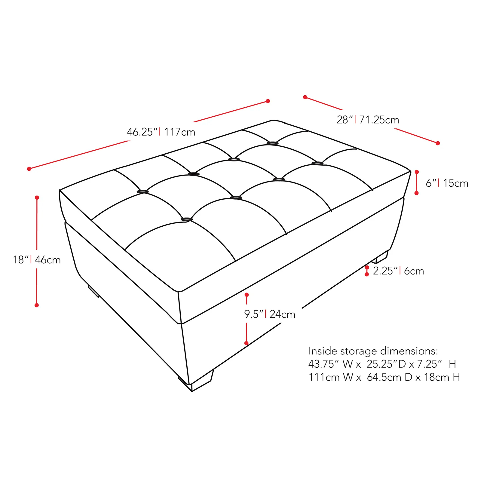 【Furniture】Lacour Upholstered Storage Ottoman