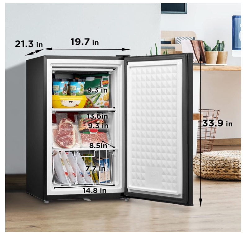 Midea MRU03M2ABB Upright Freezer Large Black, 3.0 Cubic Feet