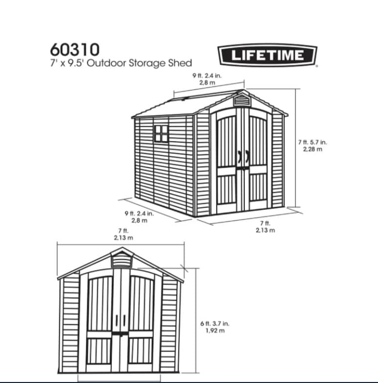 LIFETIME  7 X 9.5 GREY ROUGH CUT PLASTIC SHED