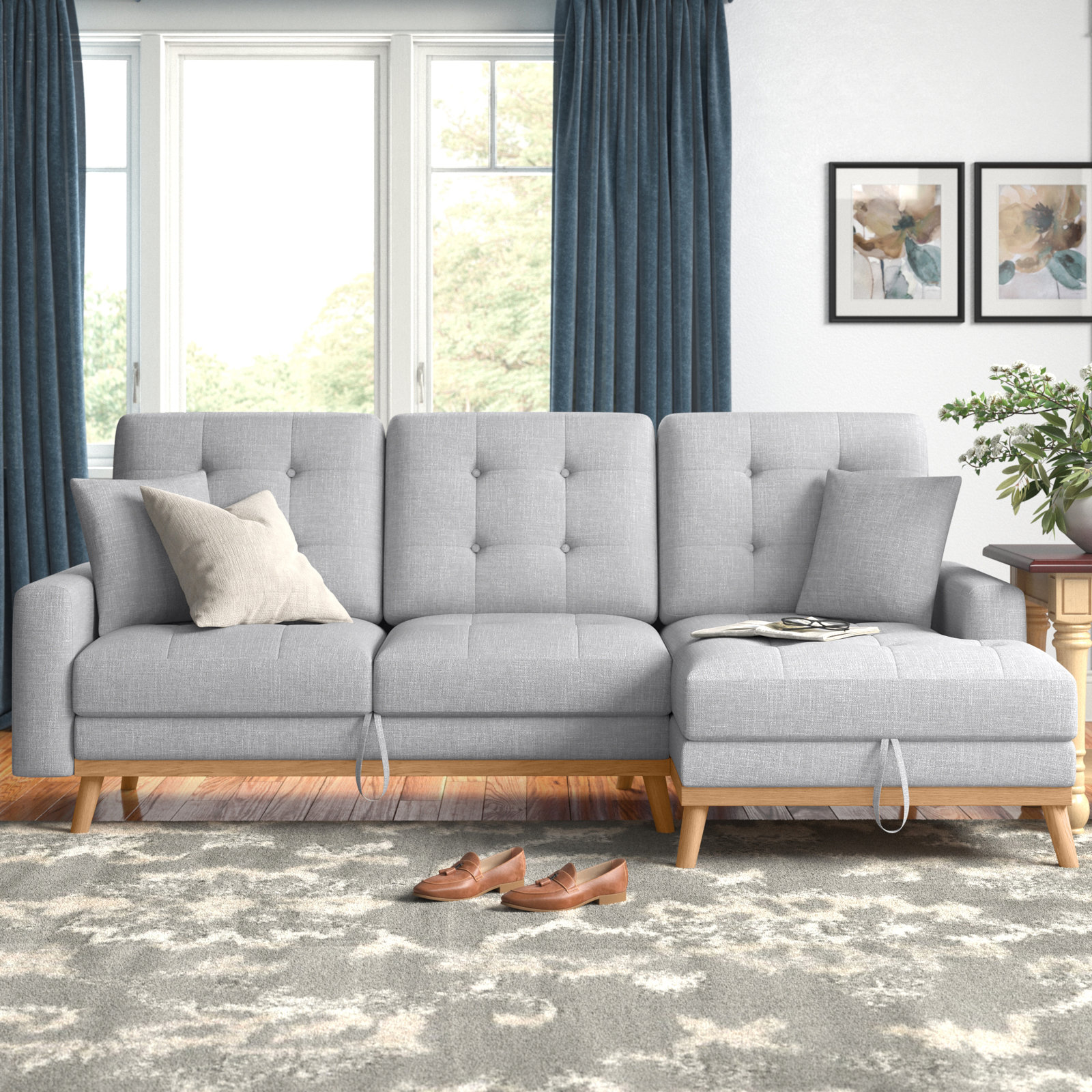 【Furniture】Jaheim 91'' Upholstered Sleeper Sofa