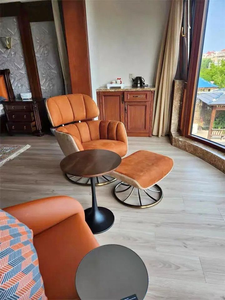 VISN Italian leisure chair living room home designer style light luxury leather single.